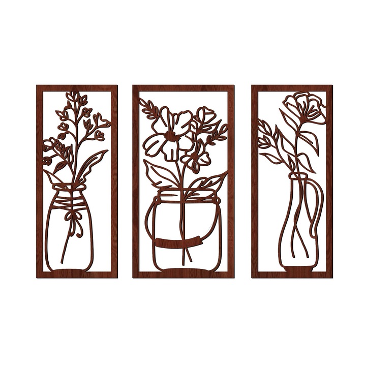 Panou decorativ de perete, Lovie, Lemn, 115x75 cm, Maro