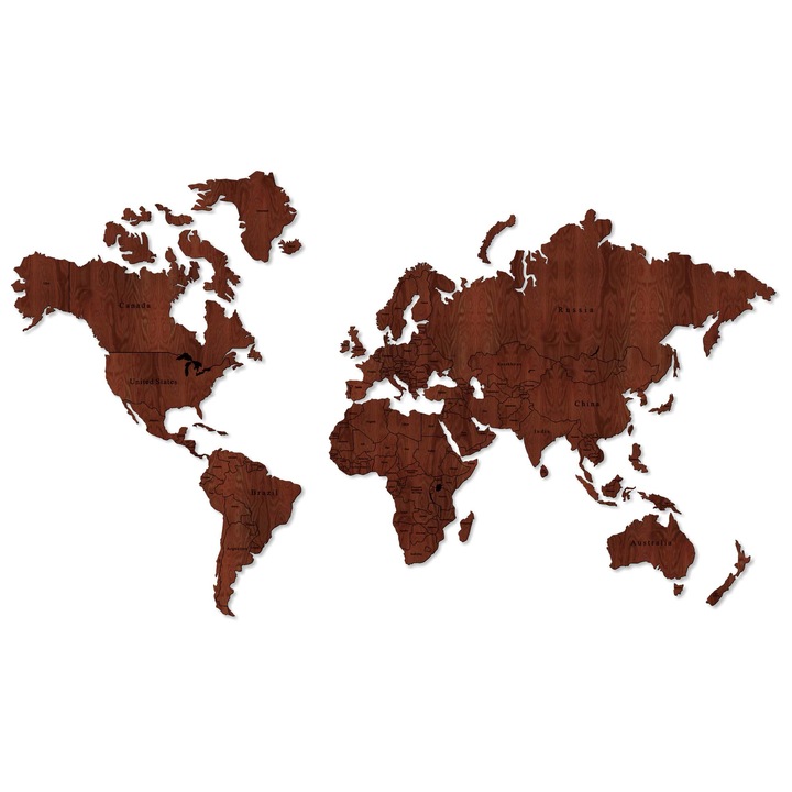Карта на света за стена Lovie Prime, 150x90cm, Кафяв