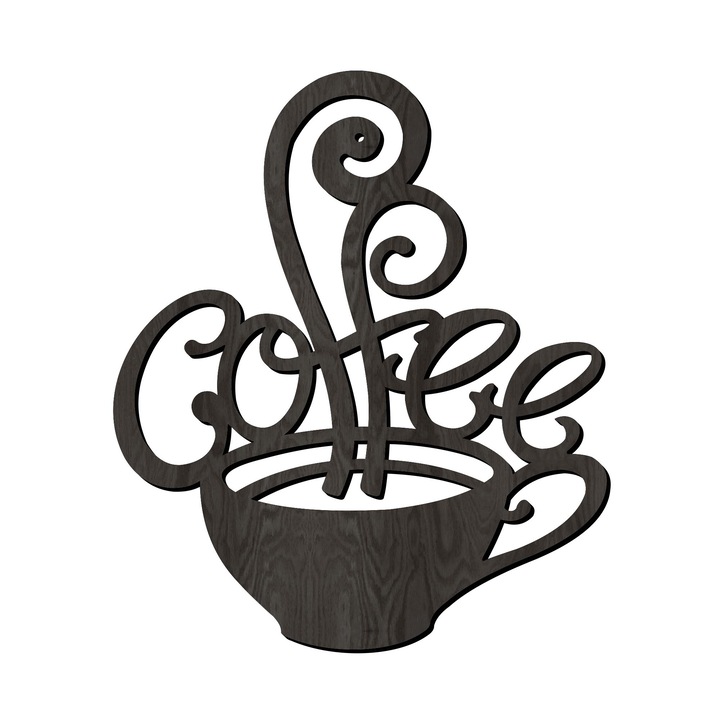 Decor de perete, Lovie, Ceasca de cafea, 38x45cm, Negru