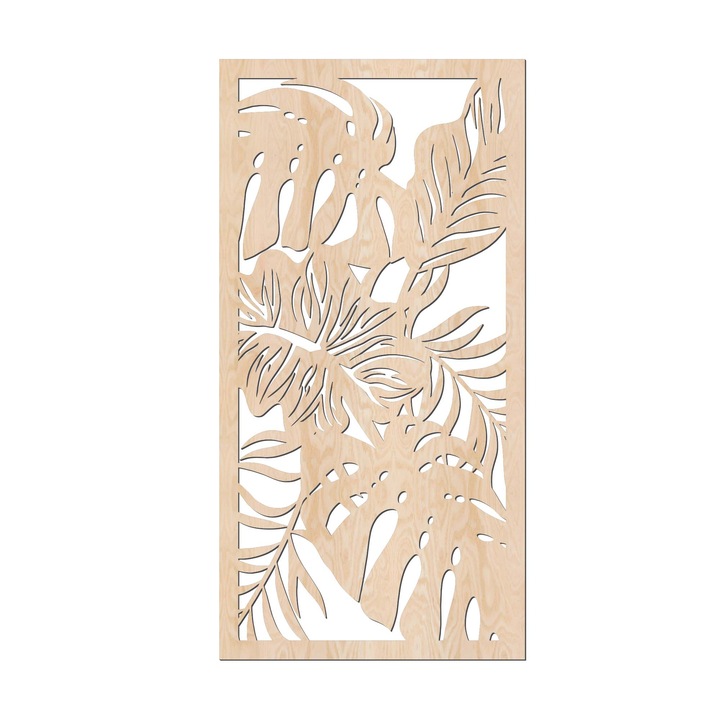 Декоративен панел за стена, Lovie Палма листа пано, 45x90cm, Натурален