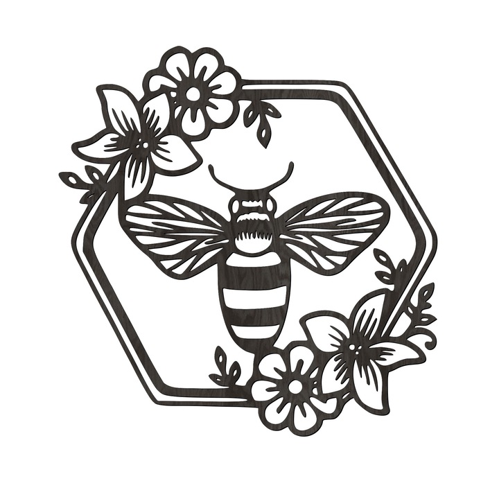 Декорация за стена, Lovie Пчела, 57x60cm, Черен