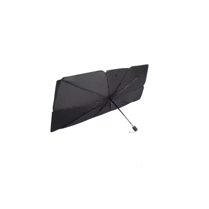 At Performance Autós napernyő, hordozható, autóhoz, esernyő formájú, UV álló, Összecsukható, fekete/ezüst, 130 x 75 cm, bőr huzat