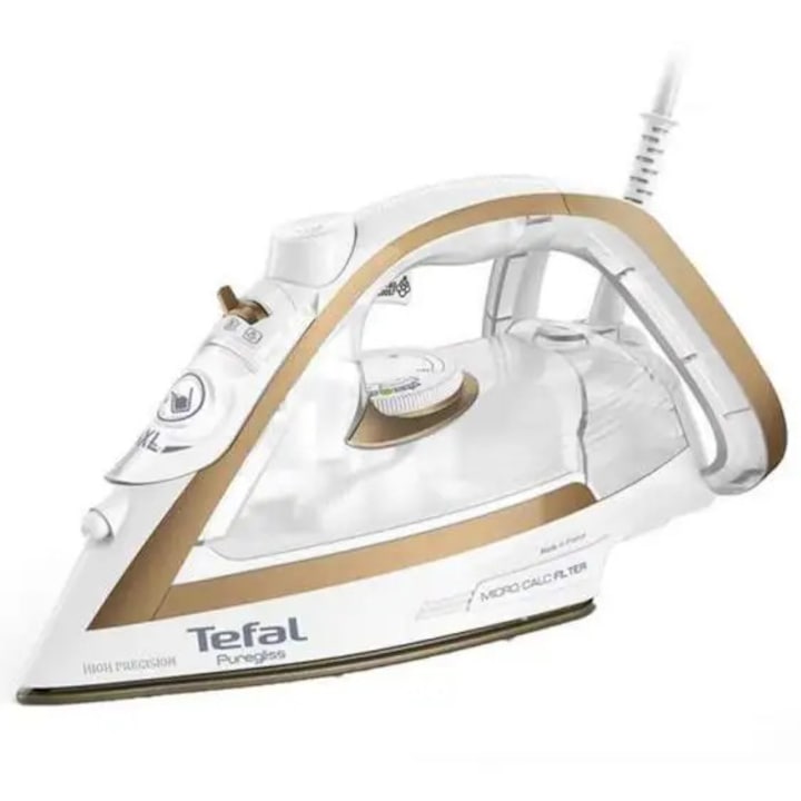 Fier de calcat Puregliss FV8042E0, 2900W, 270g/min, 270ml, Talpa Durilium AirGlide, Alb-Auriu