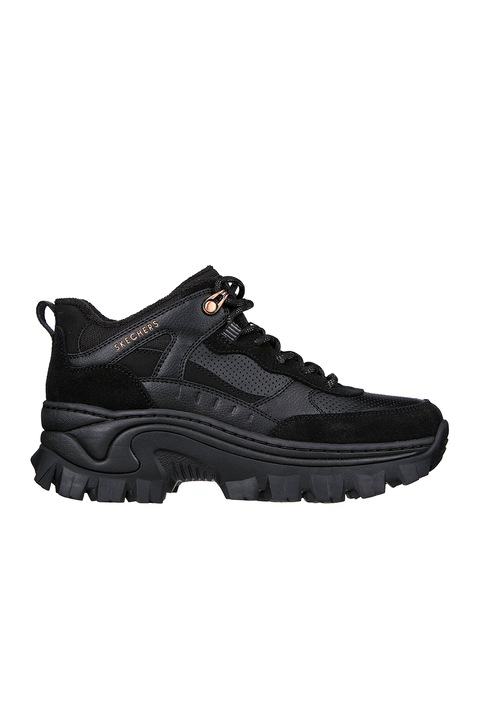 Skechers, Pantofi sport cu aspect masiv si insertii de piele intoarsa Hi-Ryze - Kewl Ave, Negru