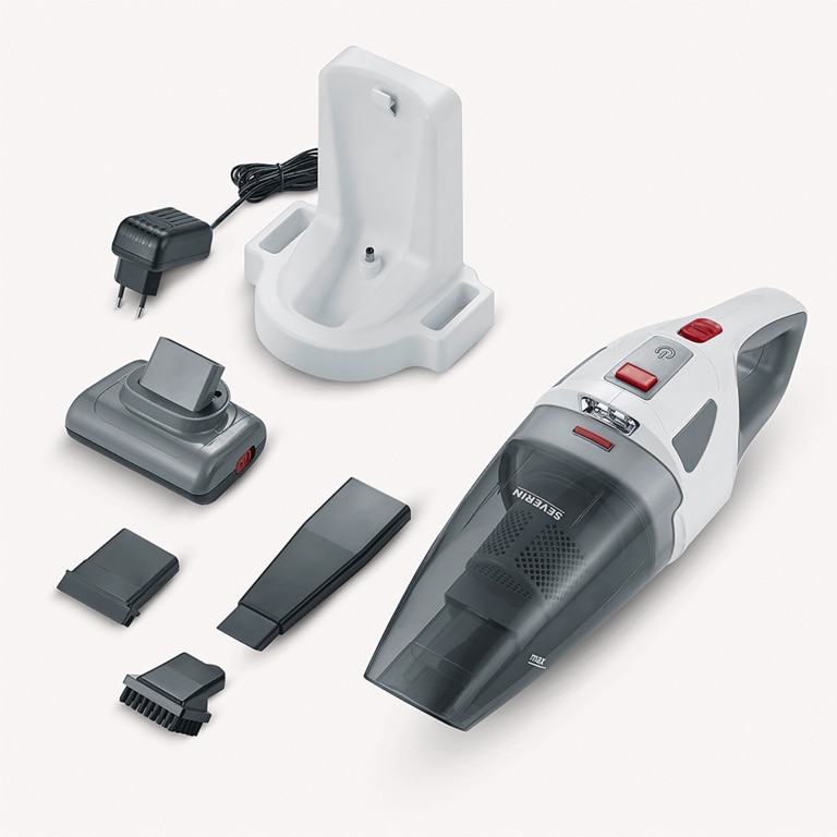 Aspirator de mana 4in1 Severin, S7146, fara fir, ideal pentru masina si casa, aspirare umeda/uscata, 2 trepte putere, fara sac, filtru HEPA, operare usoara, statie de incarcare, accesorii incluse, alb