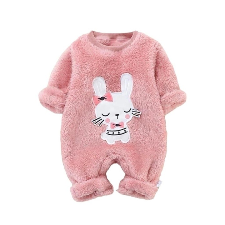 Salopeta cocolino roz, iepuras, 9-12 luni