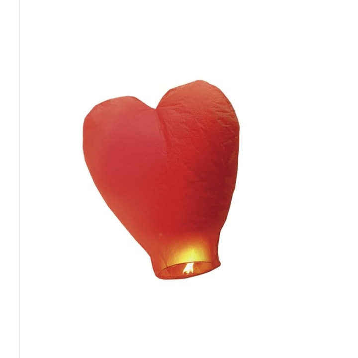 Lampion zburator urias in forma de inima, 38 x 93 x 98 cm, hartie, rosu