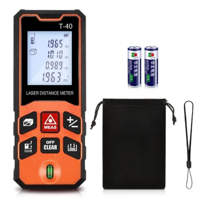Beltéri távolságmérő, ABS, Juemel, 31-60 m, IP54, narancssárga/fekete