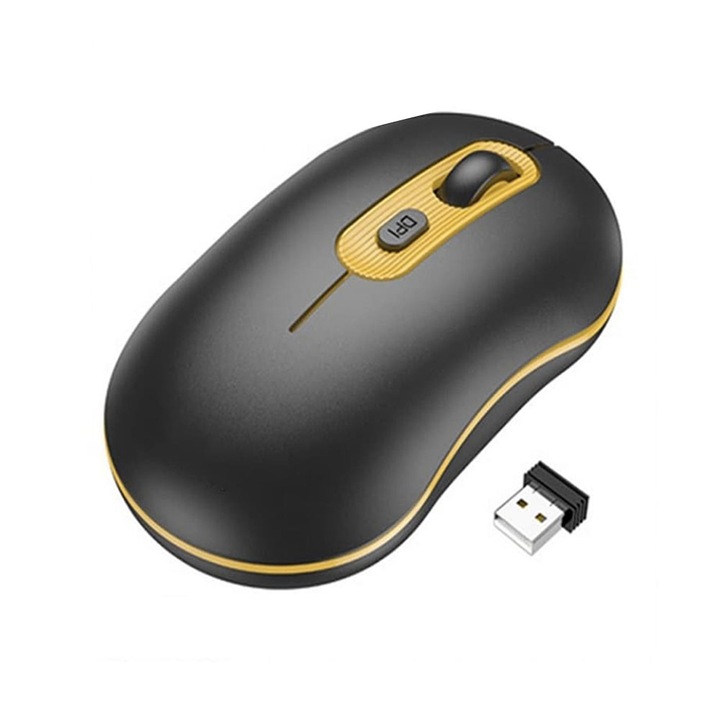 Bluetooth мишка, лека и компактна, безшумни бутони, безжична, безжична, високо качество, регулируем DPI, стандартна, ултра специален технологичен дизайн, черно-жълто