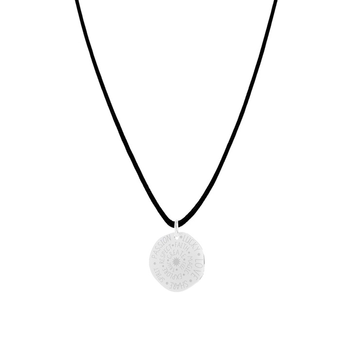 Colier cu pandantiv Talisman din Argint 925, snur negru, reglabil pana la 60 cm