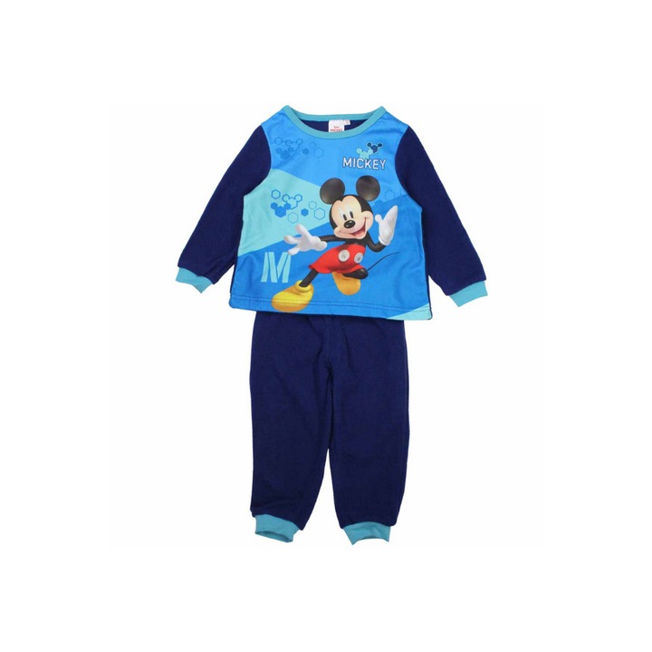 Детска пижама, с дълъг ръкав, полар, синя, Junior, Мики Маус
