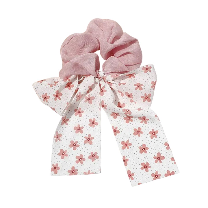 Elastic de par, model funda colorata, imprimeu floral, roz, EFAYN