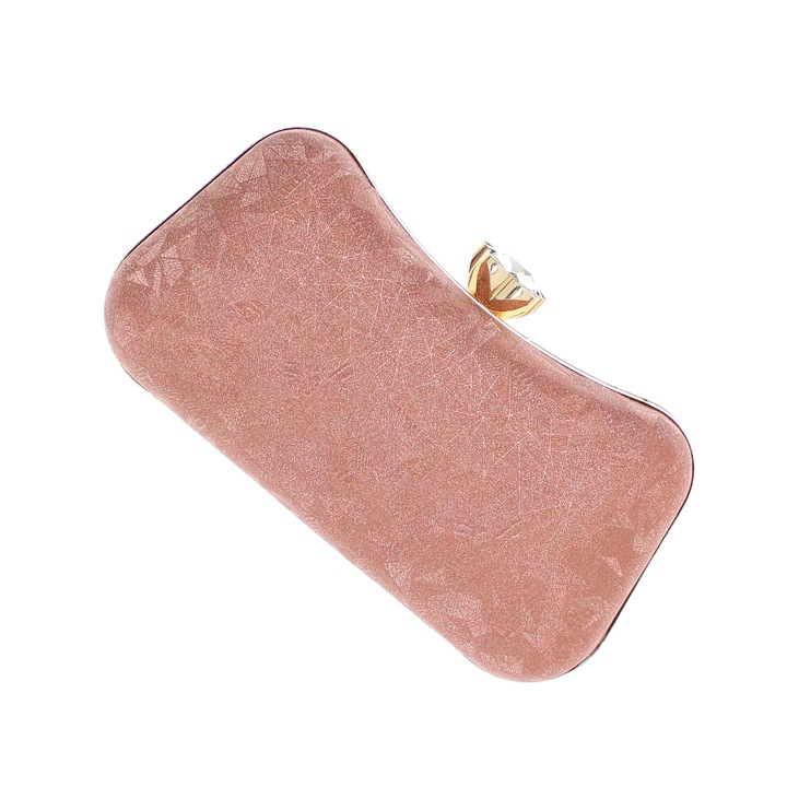 Дамска чанта от синтетичен материал с блясък, ButicCochet, 19x10x5 см, Розово златиста GND604