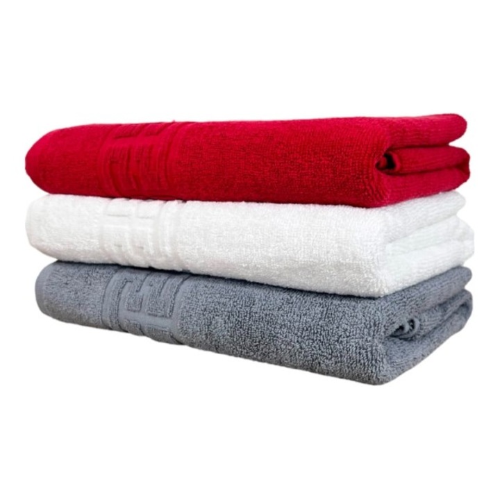 Set 3 prosoape de maini, Bumbac, Bordura Greceasca, 500g/m², 30x50cm, Multicolor, M2