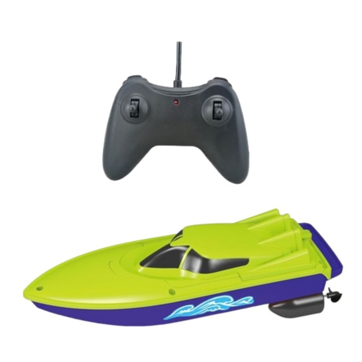 Barca de viteza cu telecomanda 27MHZ, Verde/Mov, 6 ani+