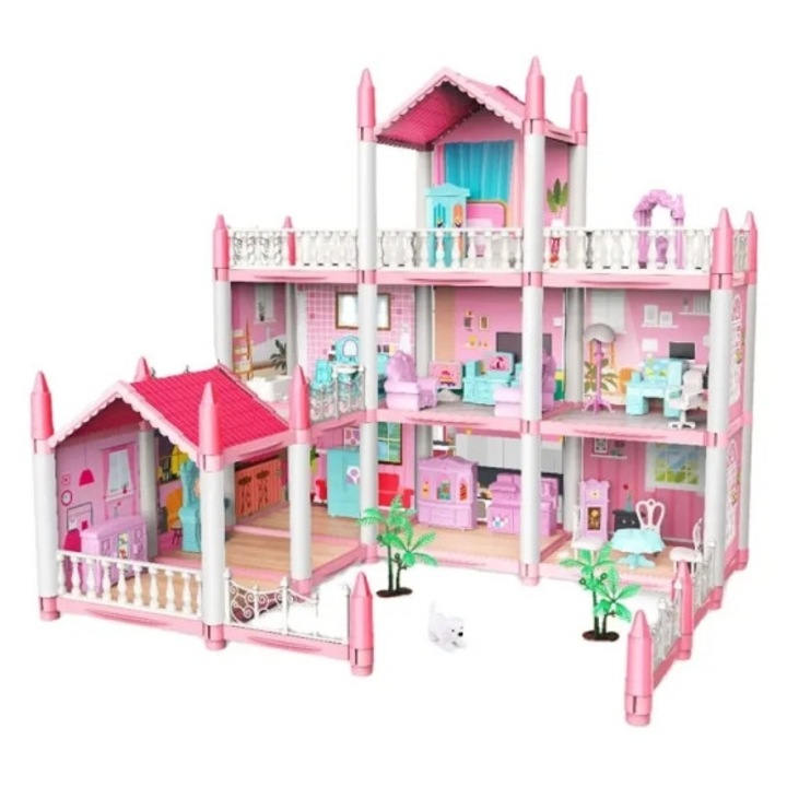 Casa pentru papusi cu mobilier si accesorii AliBibi® Roz