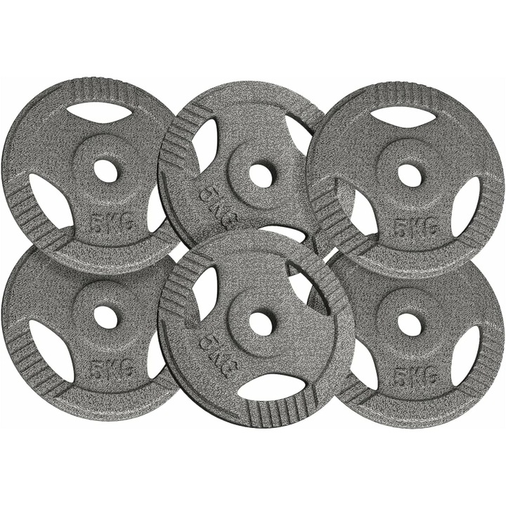 Set discuri fonta cu maner, 6 x 5kg, 30mm, Physionics