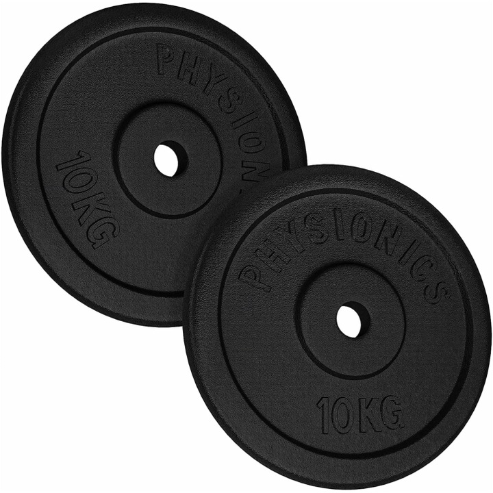 Set discuri fonta, negru, 30mm, 2 x 10kg Physionics