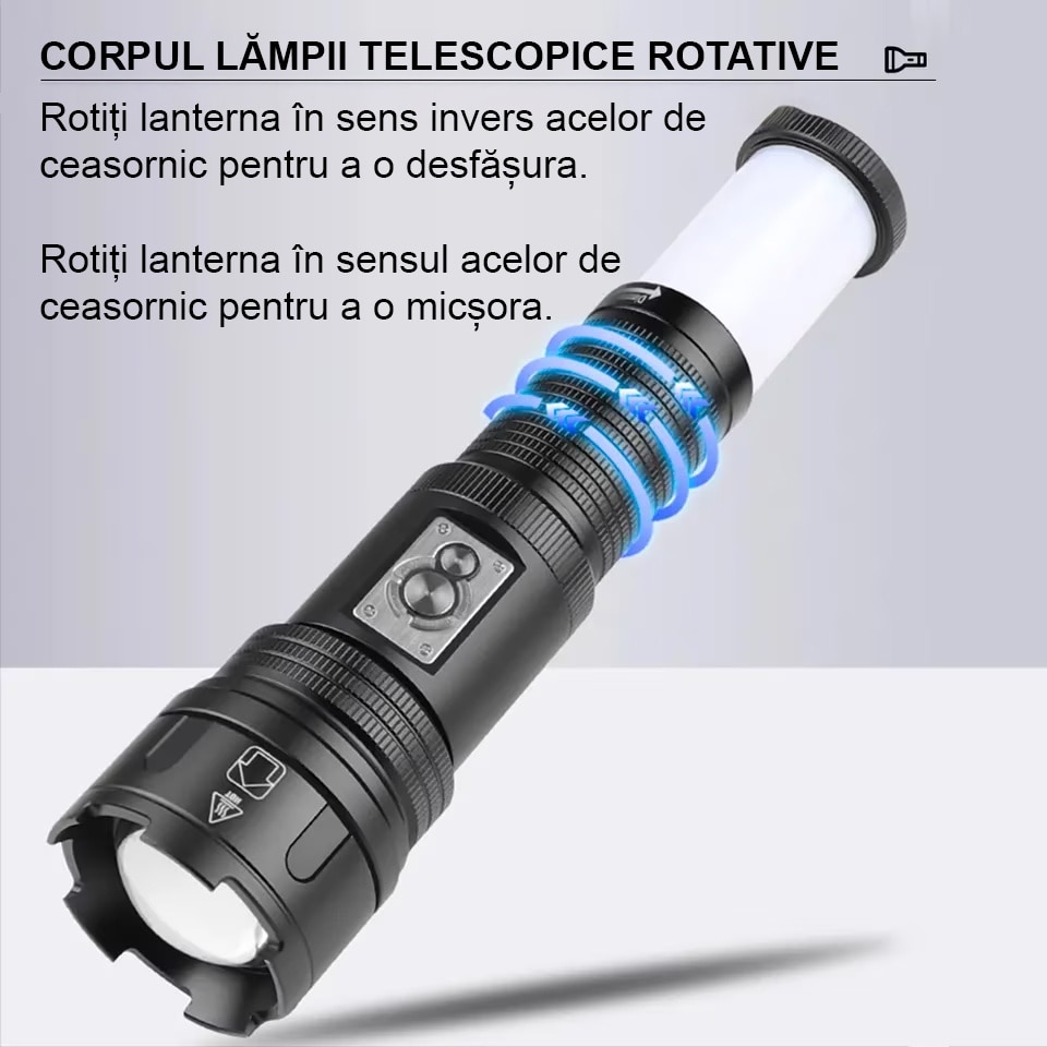 Lanterna puternica profesionala FiGGA®, LED XHP-99 + COB, 30000