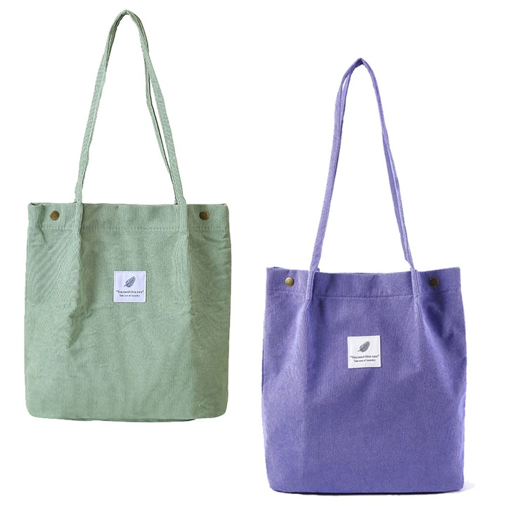 2db QttvbTna válltáska készlet, kordbársony, belső zsebes, tarka, 37x12x40cm