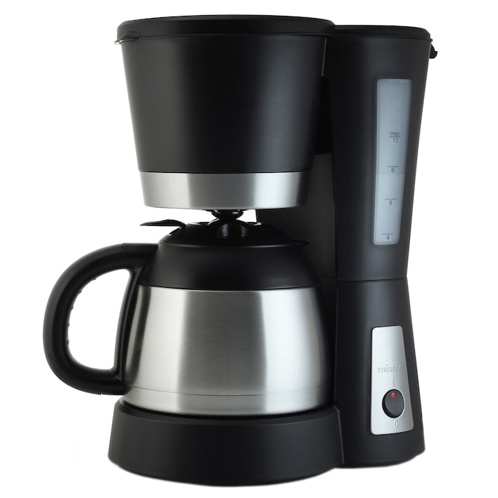 Cafetiera Tristar KZ-1224, 800 W, 1 l, 10 Cesti, Cana termos, Negru/Inox