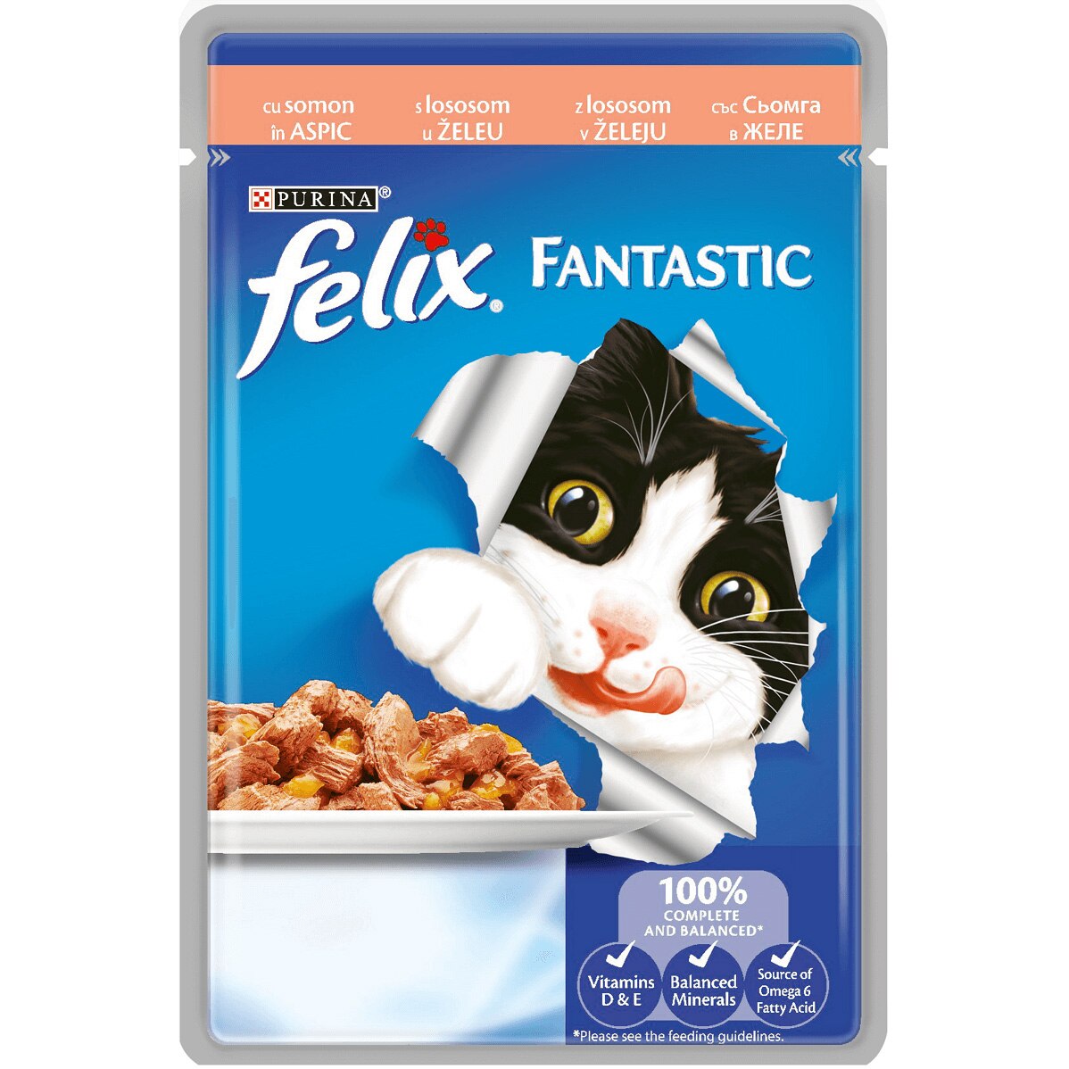 Hrana umeda pentru pisici Felix Fantastic, Somon, 100g