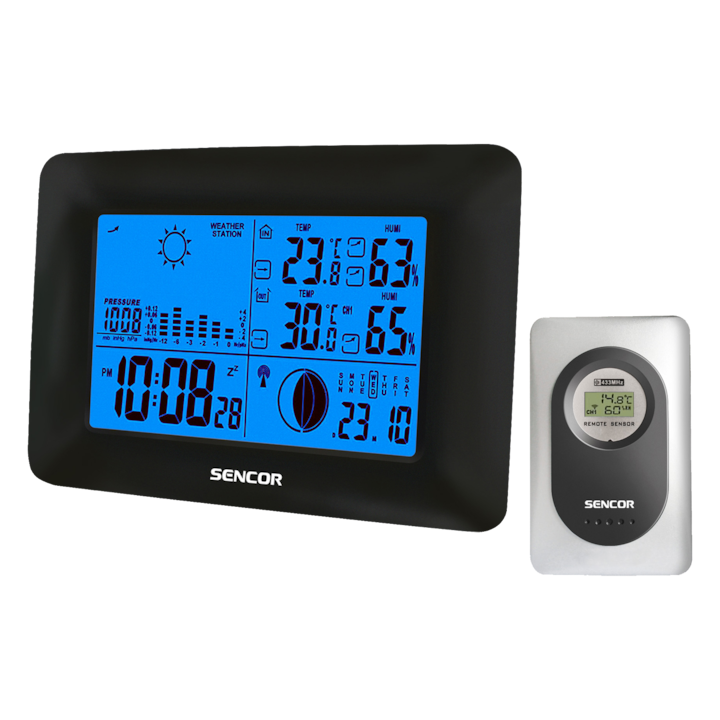 Sencor SWS 51 időjárás állomás, vezeték nélküli hőmérő és Hygrometer, fekete