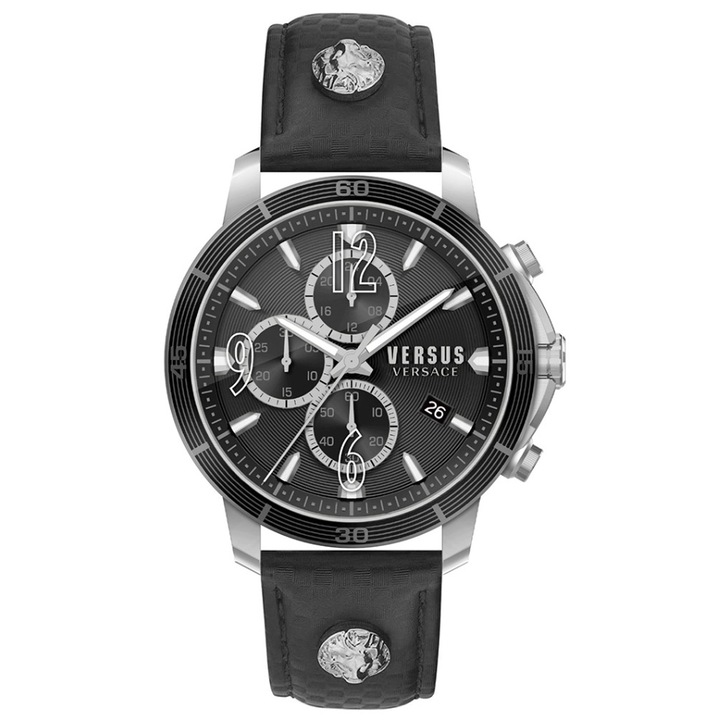 Ceas barbatesc Bicocca, Versus Versace, Inox & Piele, Negru