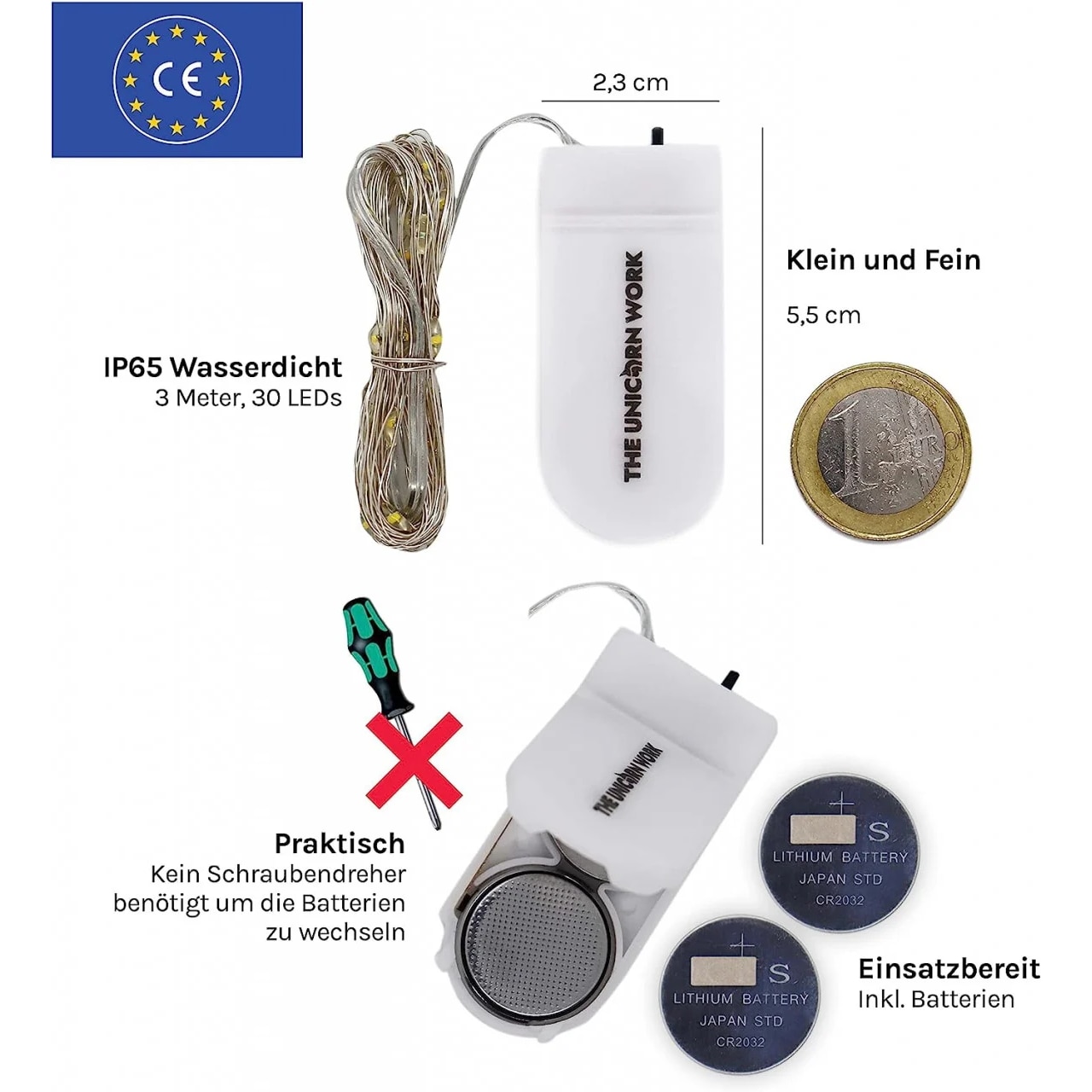 Set de 4 instalatii cu 30 micro LED-uri The Unicorn Work, IP65, cupru ...