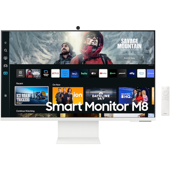 Монитор Samsung Smart M8 32", VA, UHD, 60Hz, 4ms, HDMI, USB-C, Високоговорители, Бял