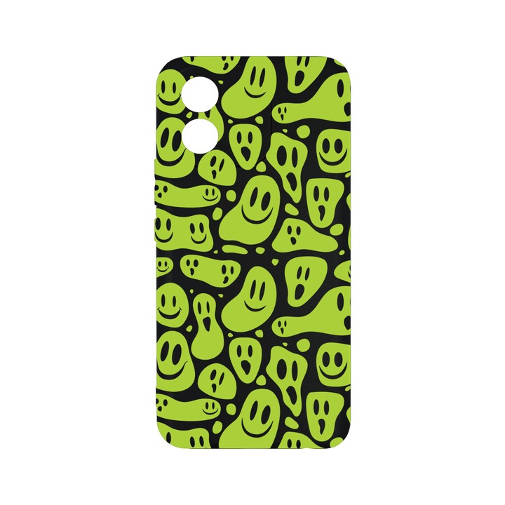 Силиконов калъф BestCase за Honor X5, Green Acid Smiley, 0.8MM Slim, Camera Protection, Black Silicon Series, c-B 1051