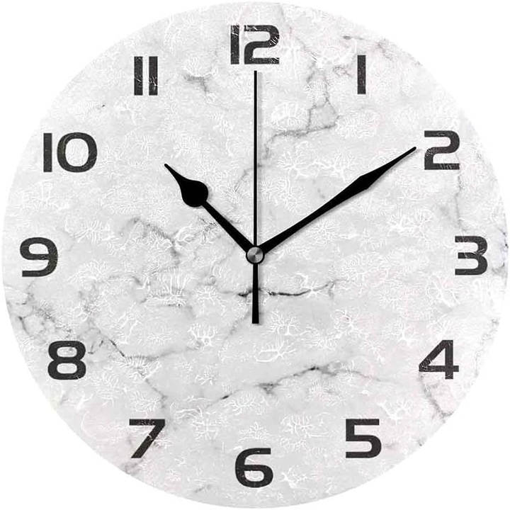 Стенен часовник, Jormftte, 12", бяло/черно