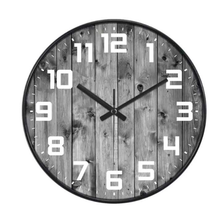 Стенен часовник, Jormftte, модел дърво, 12", сив