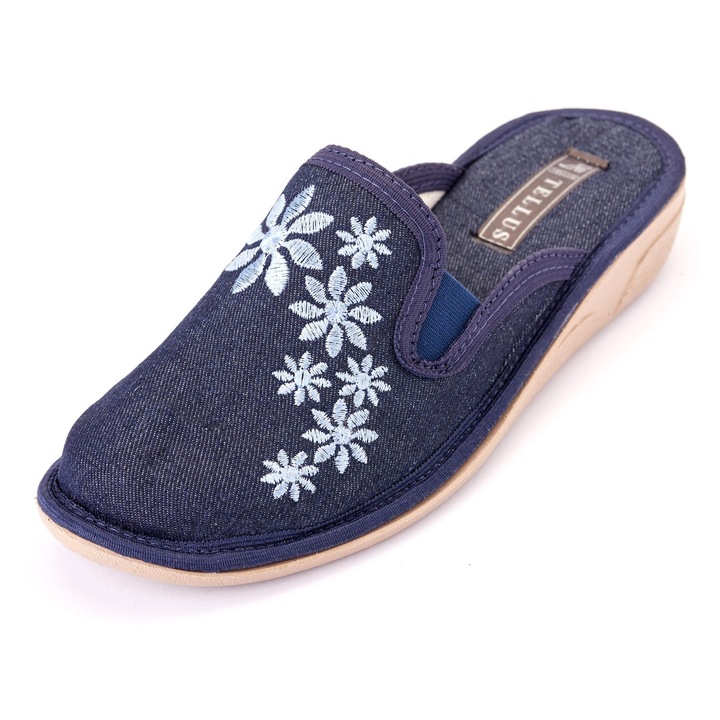 Papuci de casa din textil TELLUS 11-16, Albastru inchis, 41