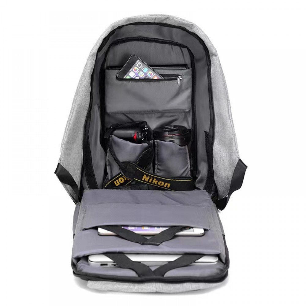 Rucsac BP-01 laptop 15.6", multifunctional, impermeabil, cu port de incarcare USB, 41X30X14 cm, Gri