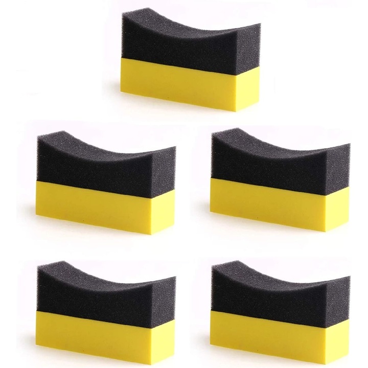 5 db-os autószivacs készlet, 9,5 x 4 x 5,5 cm, fekete/sárga