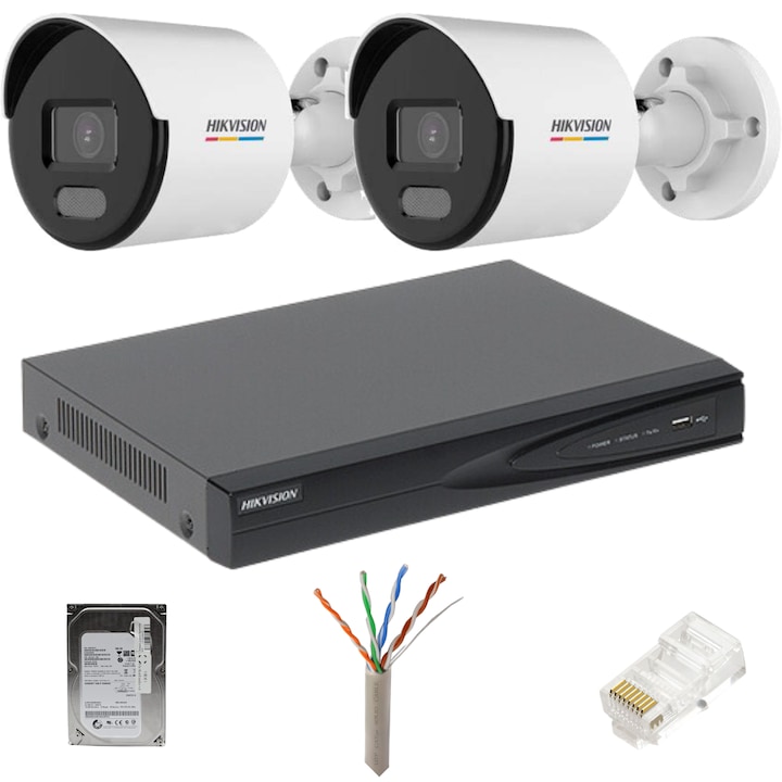 Kit Sistem Supraveghere si Securitate, 7 Camere Exterior Ultra HD 5MP High-Performance 40m ARRAY EXIR Hikvision + DVR 8 canale pana la 5MP, Auto-Adaptiv HDTVI/HDCVI/AHD/CVBS