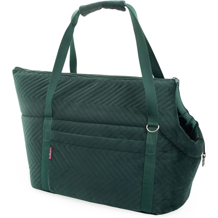 BOUTIQUE ZOO Szállítótáska kutyáknak és macskáknak, S 34 x 22 x 26 cm, Zöld Velúr