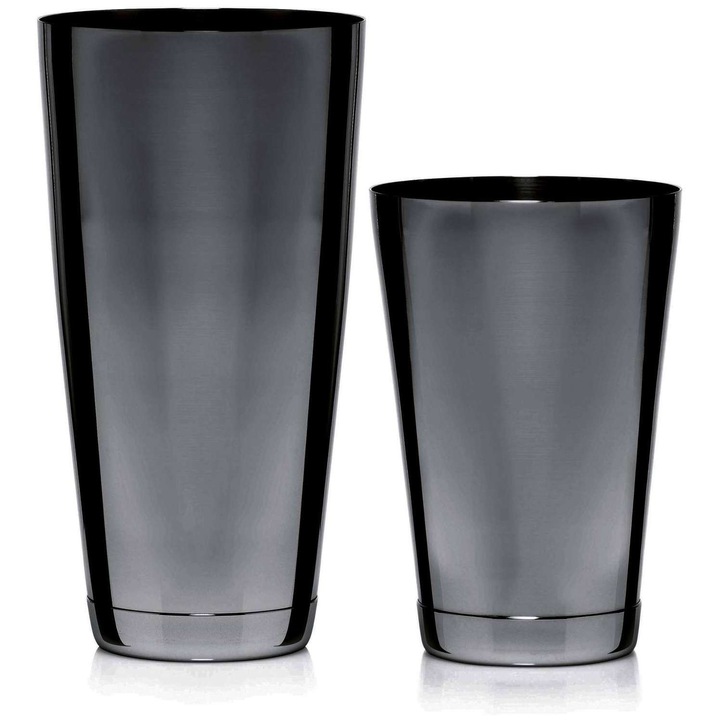 Set 2 shakere pentru cocktail Boston, Bar Professional, Inox, 800 ml, Negru