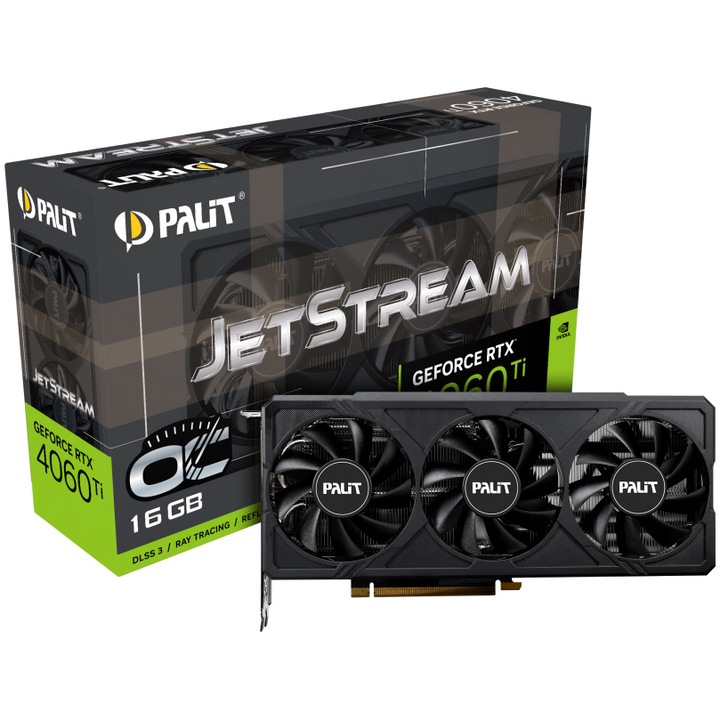 PALIT GeForce RTX® 4060 Ti JetStream OC videokártya, 16 GB GDDR6, 128-bit