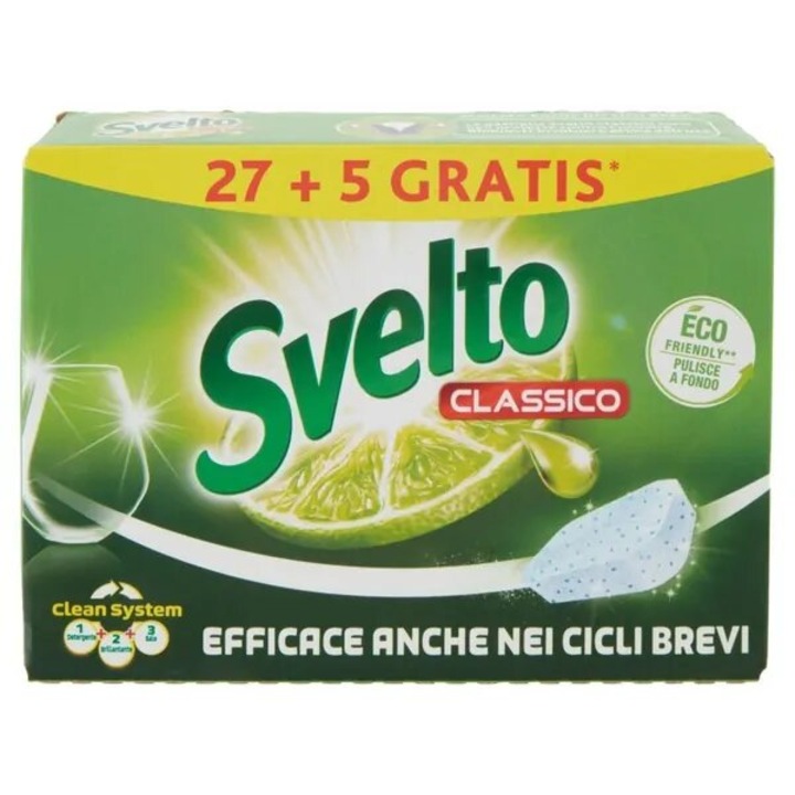 Mosogatógép mosogatószer, Svelto Classic Lemon, 32 tabletta