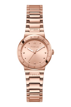 Furla, Часовник от неръждаема стомана с лого на циферблата, Златист ...