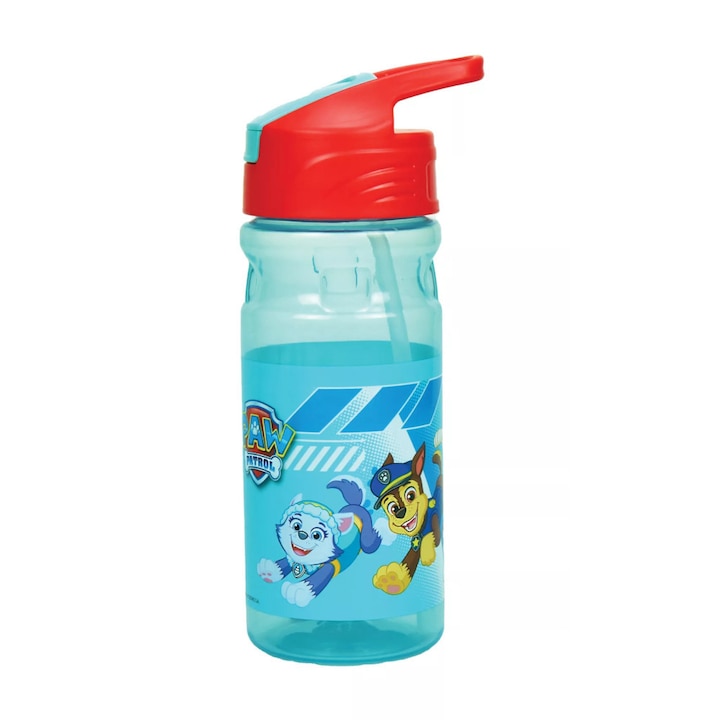 Пластмасова бутилка за многократна употреба със сламка Paw Patrol We've Got This 500 ml Светло синьо