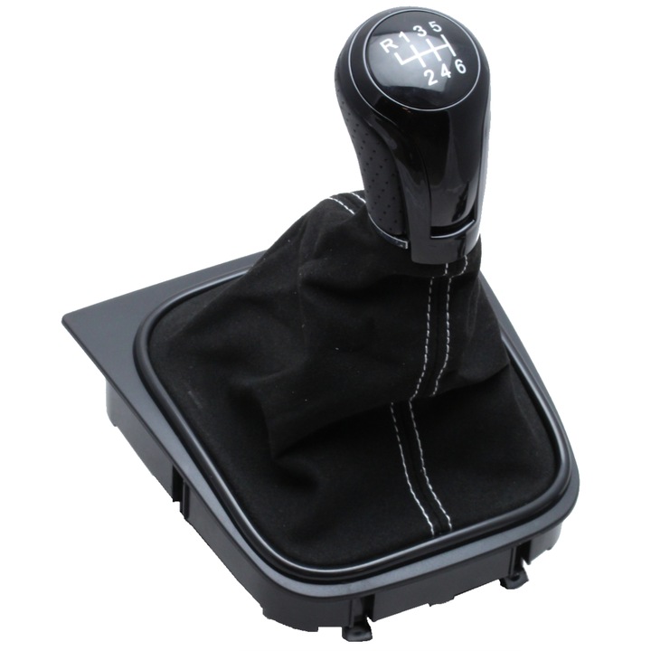 Manetă Schimbător Viteze si Manson ME PREMIUM, 6 Viteze, Negru, Alcantara, pentru VW Golf V VI, Caddy III, Jetta, Touran