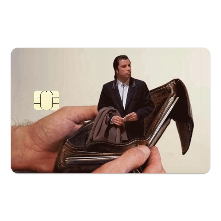 Folie Skin Autocolanta pentru Card de Credit, Card de Debit cu Cip Mic - Meme Confused Travolta