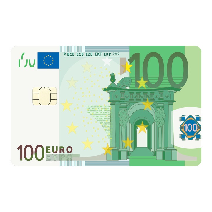 Folie Skin Autocolanta pentru Card de Credit, Card de Debit cu Cip Mic - Banconota 100 Euro