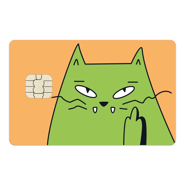 Folie Skin Autocolanta pentru Card de Credit, Card de Debit cu Cip Mare - Pisica Amuzanta, Cat Flip