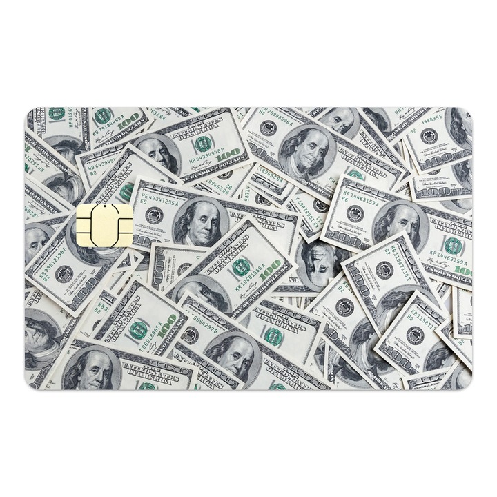 Folie Skin Autocolanta pentru Card de Credit, Card de Debit cu Cip Mic - Bancnote de 100 de Dolari