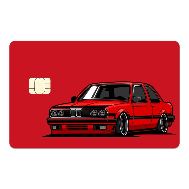 Folie Skin Autocolanta pentru Card de Credit, Card de Debit cu Cip Mic - Bmw Ursulet E30