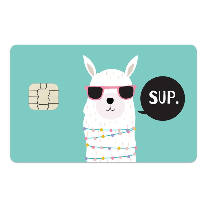 Folie Skin Autocolanta pentru Card de Credit, Card de Debit cu Cip Mare - Animal Lama SUP